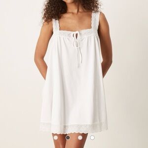 Elegant White Lace Trim mini dress